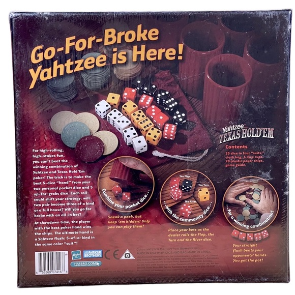 NEW Yahtzee Texas Hold'em Poker Dice Game SEALED Parker Brothers - Picture 2 of 3